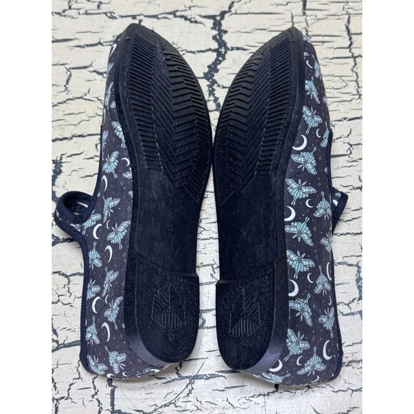 Em & Sprout Luna Moth Canvas Slip On Shoes Women Size 9 Black White Green - Picture 6 of 12
